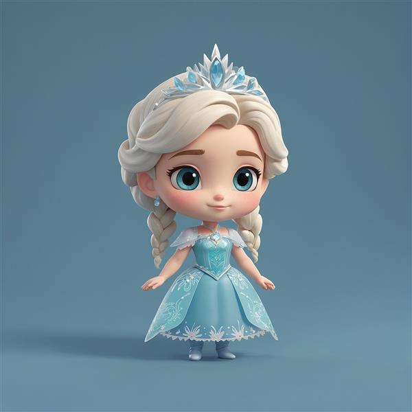 تصویر السا فانتزی با تاج یخی و موهای بلوند