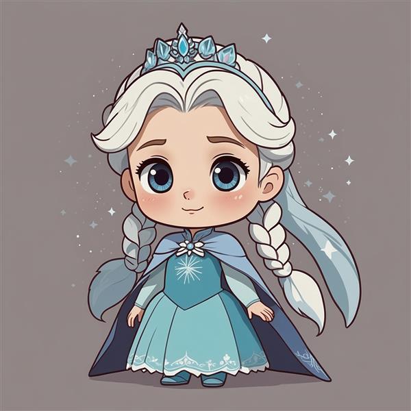 عکس السا فانتزی با تاج کریستالی و موی سفید