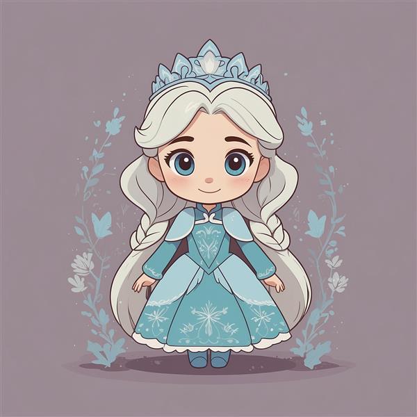 تصویر پرنسس السا کارتونی با تاج و موهای بافته