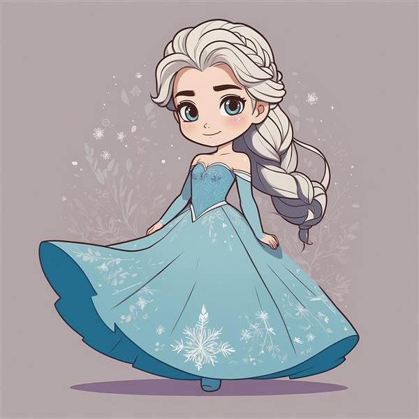 طرح السا فانتزی با پیراهن دنباله‌دار و موی سفید