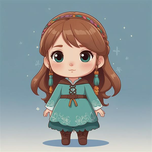 عکس دختر فانتزی کارتونی با موهای باز و هدبند