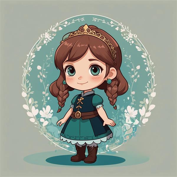 طرح آنا فانتزی با تاج در قاب گل‌دار