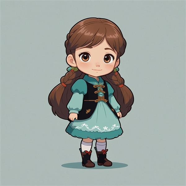 عکس آنا کارتونی با جلیقه و دامن چین‌دار