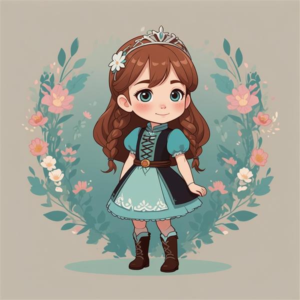 عکس پرنسس آنا کارتونی میان حلقه گل‌های صورتی