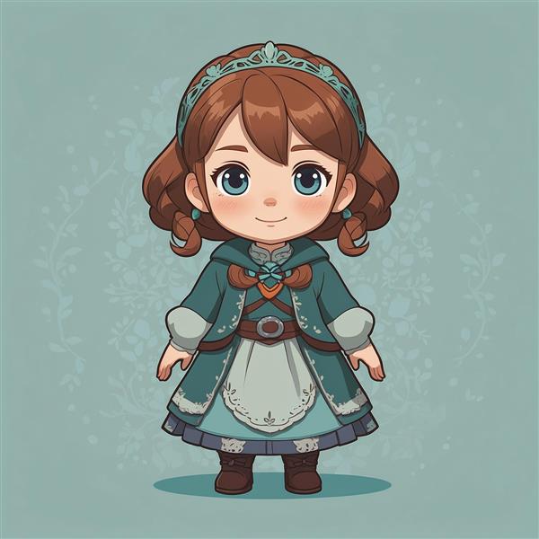 طرح کاراکتر آنا فانتزی با شنل و لباس زمستانی