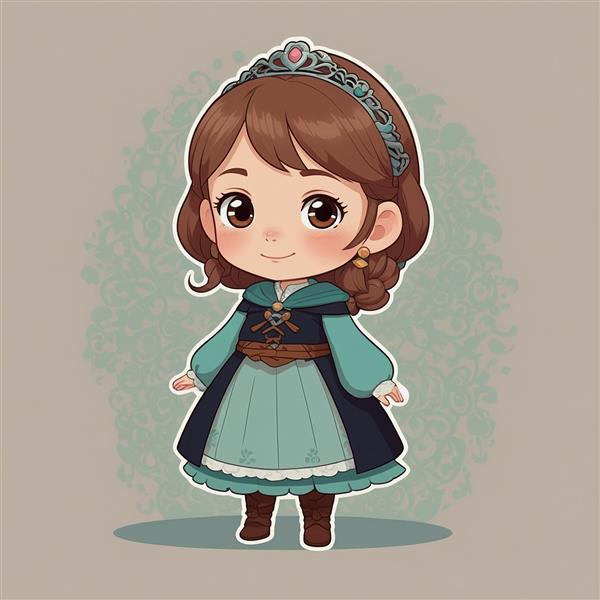 تصویر پرنسس آنا کارتونی با تاج و لباس تیره