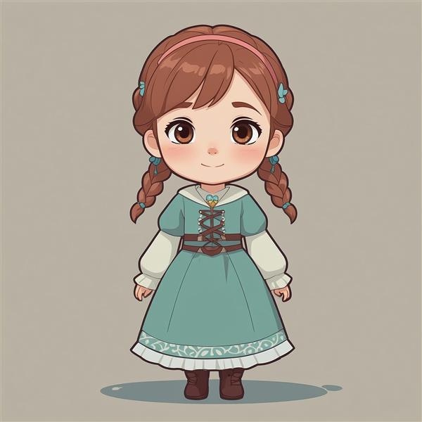 عکس آنا کارتونی با پیراهن سبز و موهای بافته