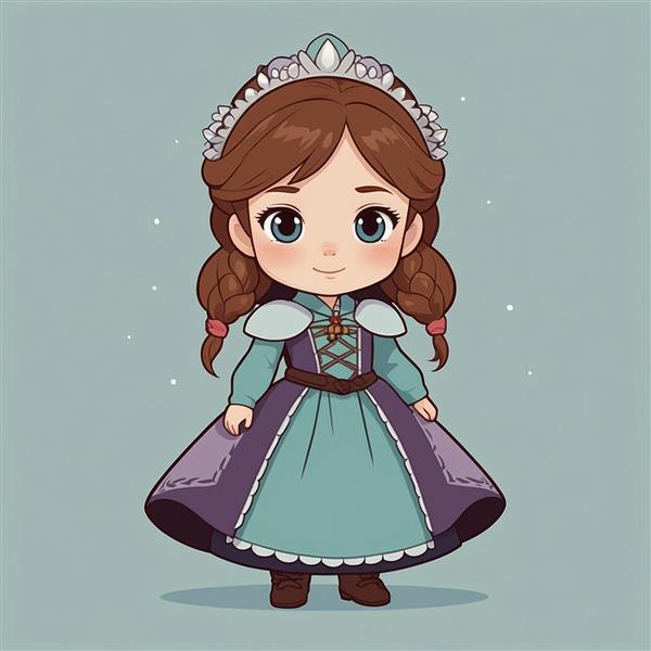 تصویر دختر پرنسس فانتزی با لباس سبز و بنفش