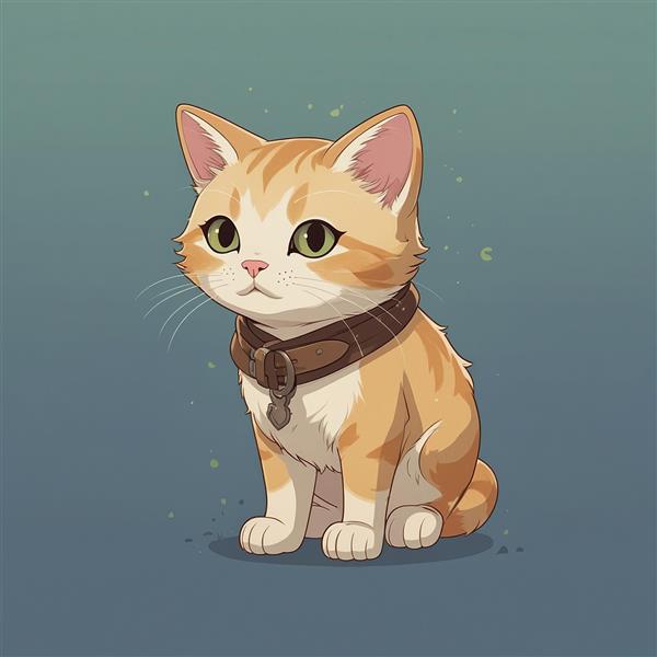 عکس گربه نارنجی فانتزی با قلاده چرمی بزرگ