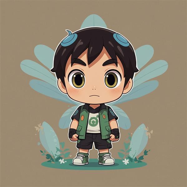 تصویر پسر فانتزی با بال‌های فرشته‌ای و تم مینیمال