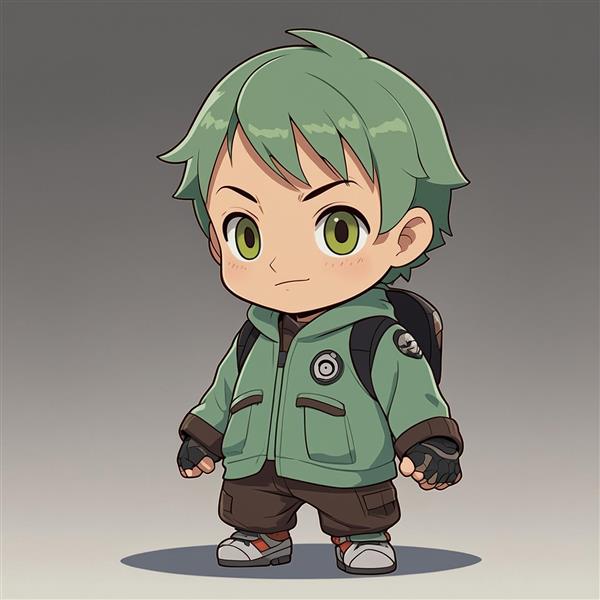 تصویر پسر فانتزی با کاپشن کلاهدار و دستکش سیاه