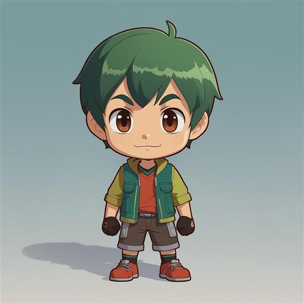 عکس پسر فانتزی با موهای سبز و استایل مدرن