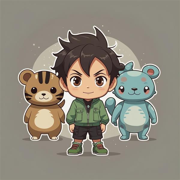 عکس پسر کارتونی با حیوانات فانتزی و باکیفیت