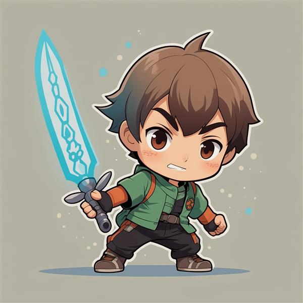 عکس کاراکتر پسر جنگجو با شمشیر نوری فانتزی