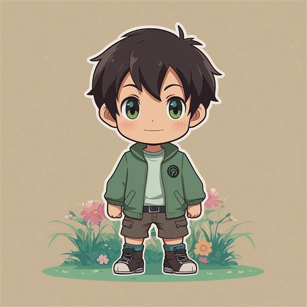 طرح کاراکتر کودک فانتزی در میان گل‌ها باکیفیت