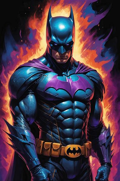 عکس بتمن کارتونی باکیفیت با تم رنگی بنفش و زرد