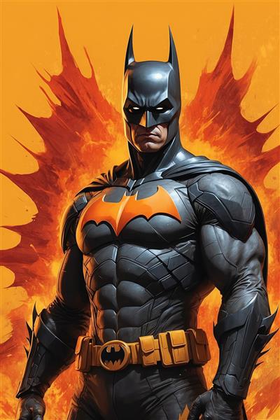 طرح بتمن با لوگوی نارنجی بزرگ و استایل هنری