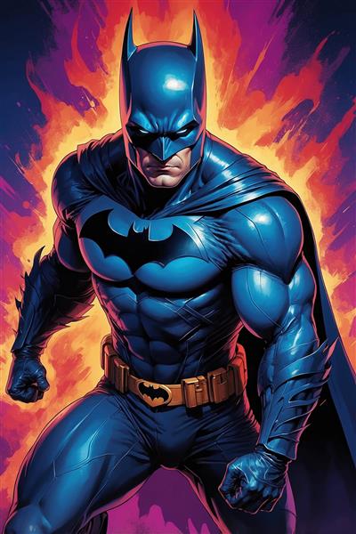 تصویر بتمن فانتزی با زره براق و فضای پرانرژی