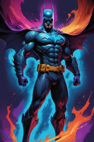 عکس بتمن فانتزی با شنل بنفش و جزئیات بالا