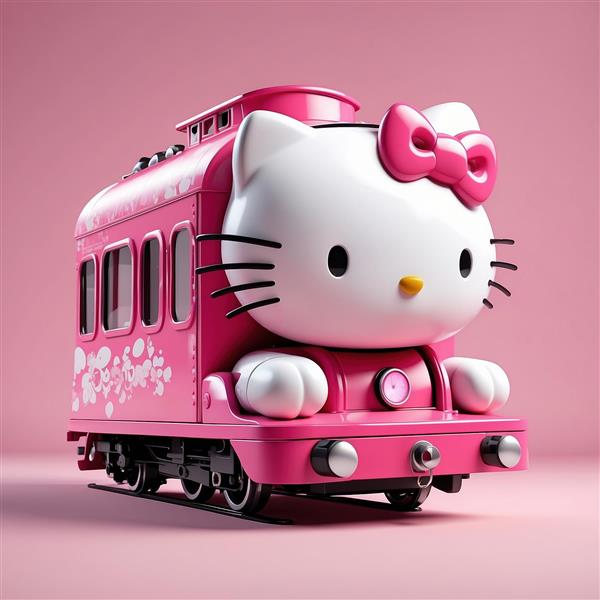 عکس واگن قطار فانتزی کیتی صورتی با جزئیات دقیق