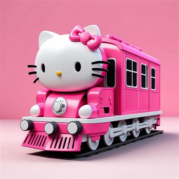 طرح قطار کلاسیک فانتزی کیتی با رنگ صورتی تند