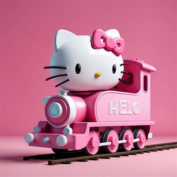 تصویر قطار فانتزی کیتی روی ریل با جزئیات