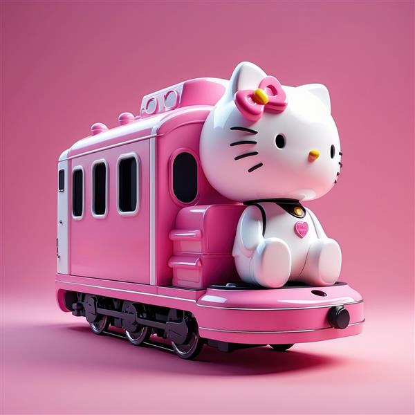 عکس اسباب بازی قطار فانتزی کیتی با بدنه صورتی