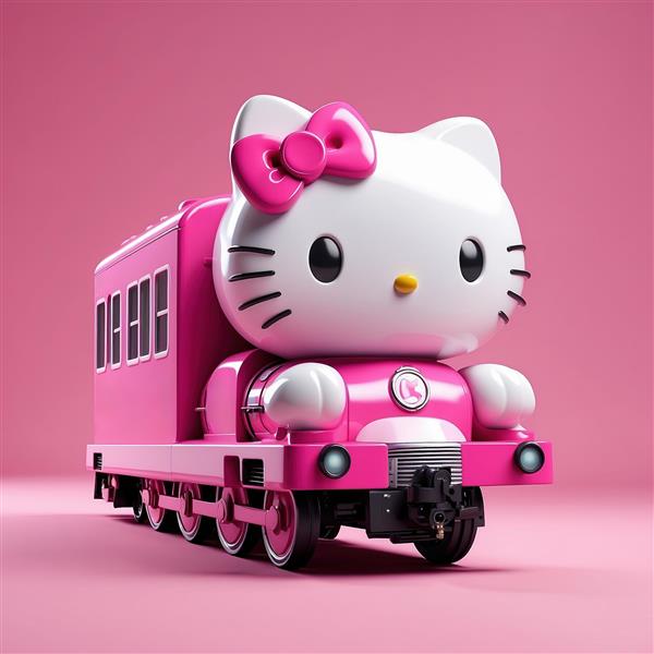 عکس قطار فانتزی کیتی با پاپیون صورتی براق