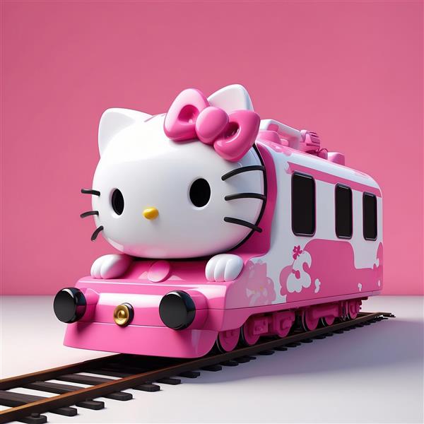 طرح قطار فانتزی کیتی باکیفیت و رنگ صورتی