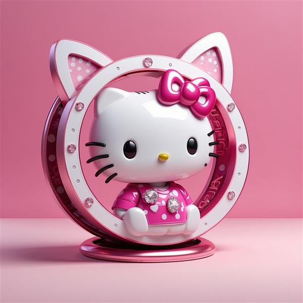 طرح فیگور هلو کیتی فانتزی با گوش‌های بزرگ و نگین