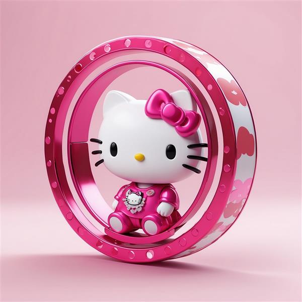 عکس هلو کیتی فانتزی باکیفیت داخل چرخ و فلک صورتی