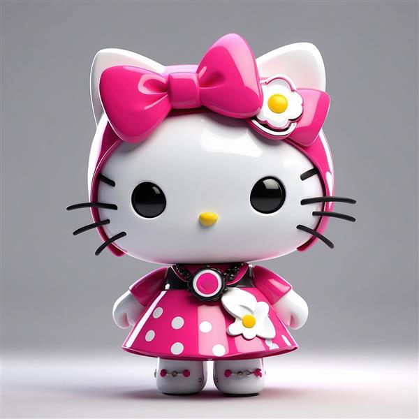 مدل هلو کیتی فانتزی با کلاه و لباس خال‌خالی