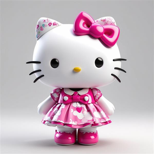 طرح هلو کیتی با پیراهن شیک طرح‌دار و پاپیون