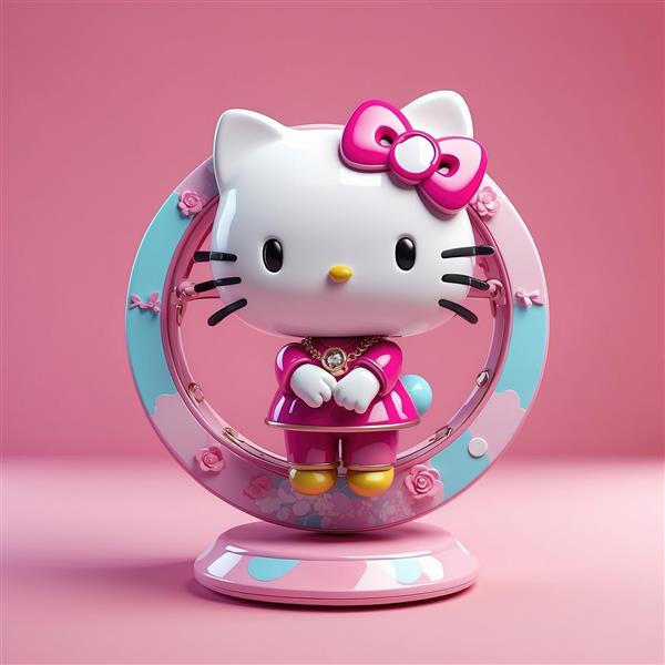مدل هلو کیتی فانتزی ایستاده در حلقه رنگی