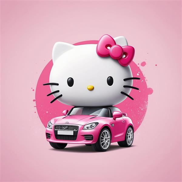 عکس سه بعدی کیتی فانتزی سوار بر ماشین اسپرت