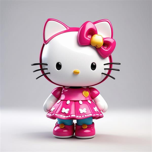 عروسک کیتی فانتزی با لباس صورتی و جزئیات بالا