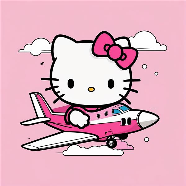 تصویر کیتی فانتزی در حال پرواز با هواپیمای کوچک