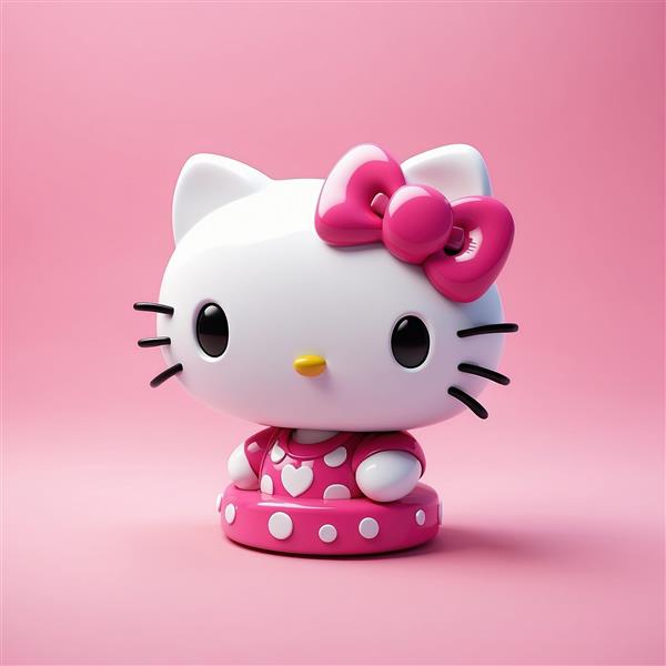 تصویر سه بعدی (3D) عروسک کیتی صورتی