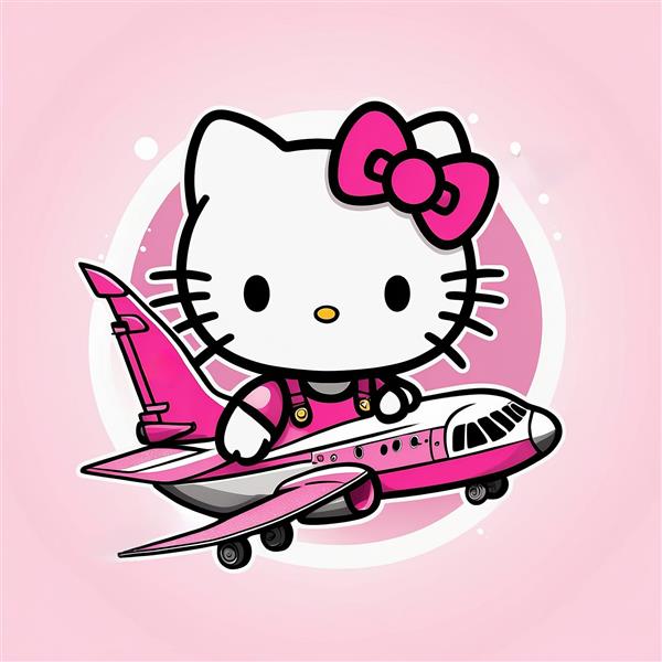 تصویر فانتزی کیتی و هواپیمای صورتی کوچک