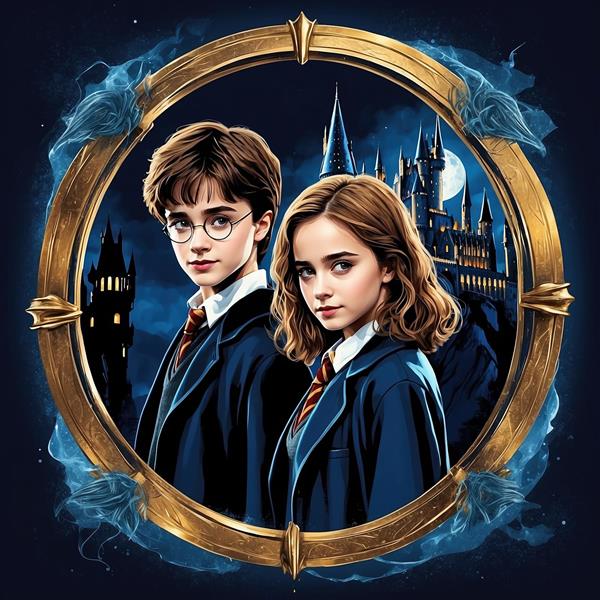 طرح فانتزی هری پاتر و هرمیون با قلعه هاگوارتز