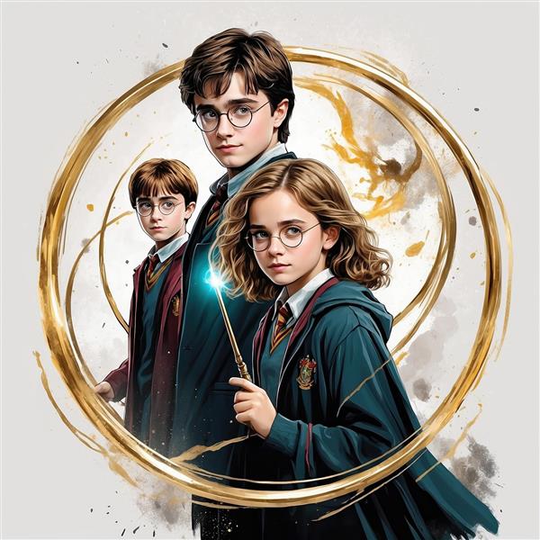 طرح هری پاتر و هرمیون با چوب جادو و کیفیت بالا