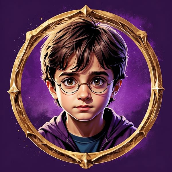 عکس هری پاتر فانتزی با چهره معصوم و پس‌زمینه درخشان