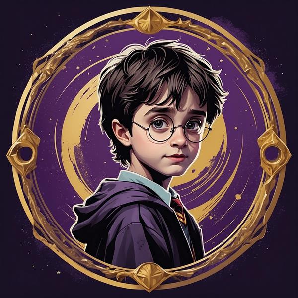 تصویر هری پاتر فانتزی با کلاه و پس‌زمینه دوار جادویی
