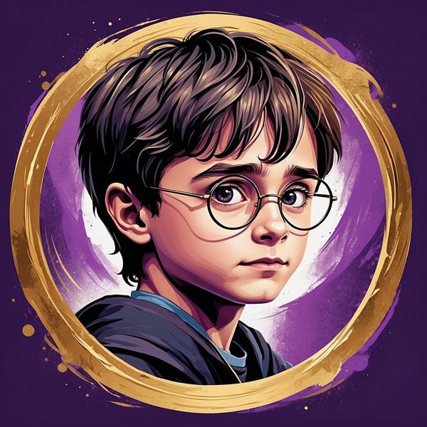 عکس هری پاتر فانتزی با زاویه نیم‌رخ و هاله بنفش