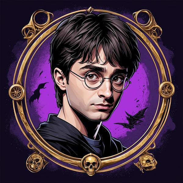عکس هری پاتر فانتزی با خفاش‌ها و جمجمه‌های روی قاب