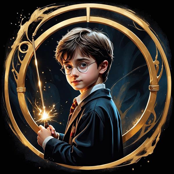 تصویر هری پاتر فانتزی در حال استفاده از جادوی درخشان