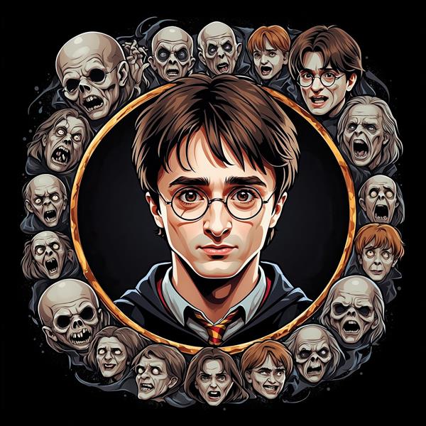 تصویر هری پاتر فانتزی با انبوهی از جمجمه و زامبی‌ها