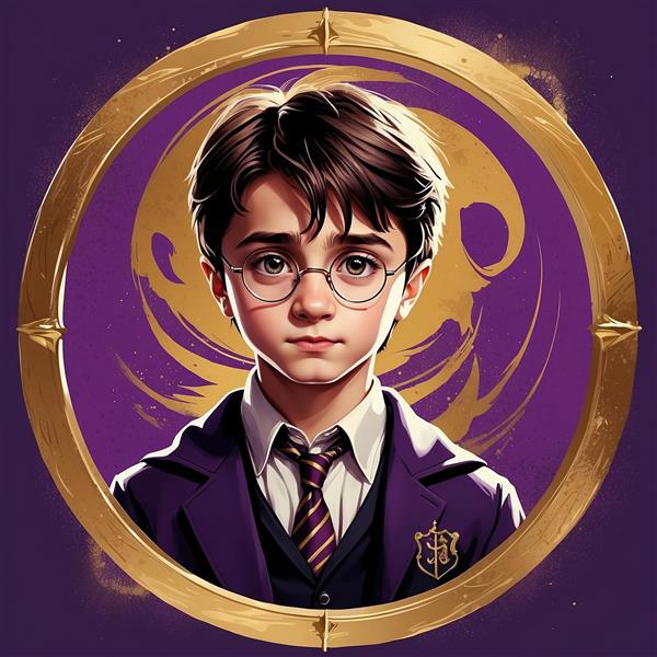 عکس هری پاتر فانتزی با لباس مدرسه و نماد جادویی