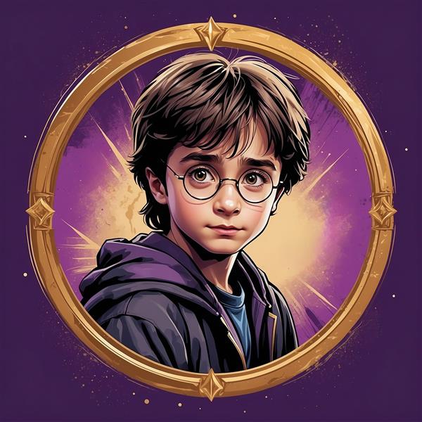 عکس هری پاتر فانتزی با عینک و هاله بنفش درخشان