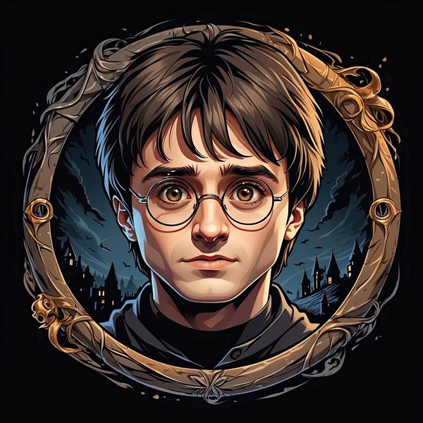 تصویر هری پاتر باکیفیت در قاب دایره‌ای کلاسیک